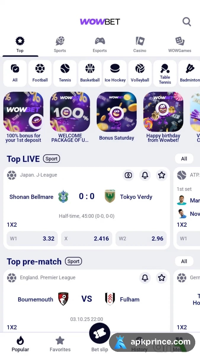 Wowbet screenshot 1